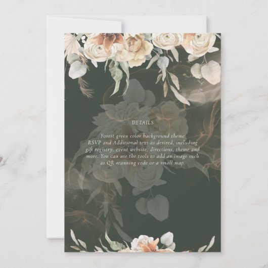 Terracotta Pampas Grass BOHO Wedding Kaart (Achterkant)