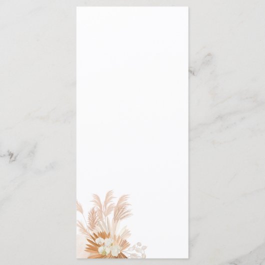 Terracotta Pampas Grass Botanical Wedding Menu (Achterkant)
