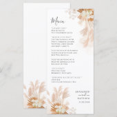 Terracotta Pampas Grass Botanical Wedding Menu (Voorkant / Achterkant)