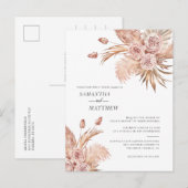 Terracotta Pampas Grass Botanical Wedding Uitnodiging Briefkaart (Voorkant / Achterkant)