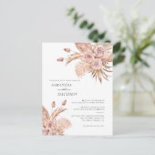 Terracotta Pampas Grass Botanical Wedding Uitnodiging Briefkaart (Staand voorkant)