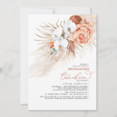 Terracotta Pampas Grass Bruidsmeisjes Luncheon Kaart (Voorkant)