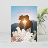 Terracotta Pampas Grass Desert Tropisch Koraal Save The Date (Staand voorkant)