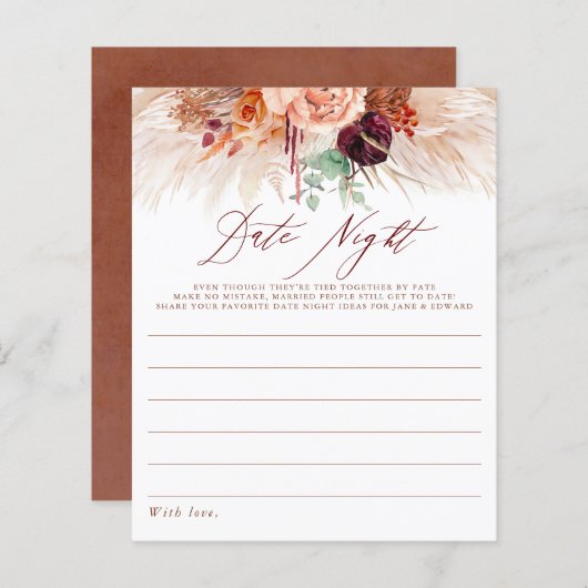 Terracotta Pampas grass Floral Date Night Idees (Voorkant / Achterkant)