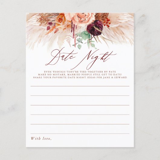 Terracotta Pampas grass Floral Date Night Idees (Voorkant)