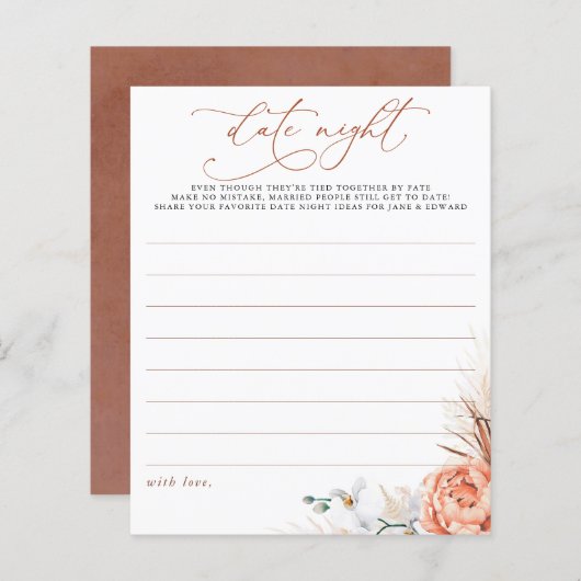 Terracotta Pampas grass Floral Date Night Idees (Voorkant / Achterkant)