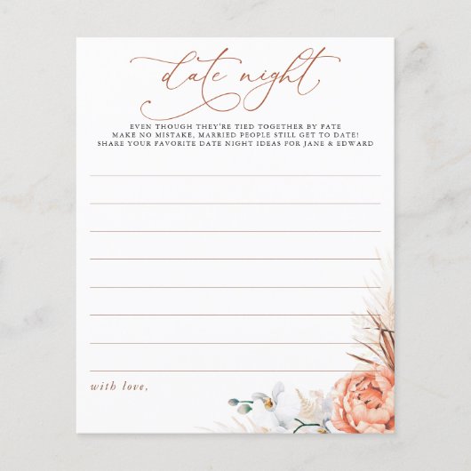 Terracotta Pampas grass Floral Date Night Idees (Voorkant)