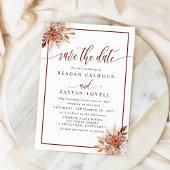 Terracotta Pampas Grass Floral Save The Date Kaart