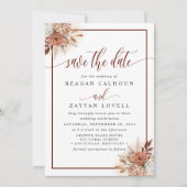 Terracotta Pampas Grass Floral Save The Date Kaart (Voorkant)