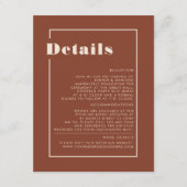 Terracotta Pampas Grass Minimalist Wedding Details Informatiekaartje (Voorkant)