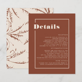 Terracotta Pampas Grass Minimalist Wedding Details Informatiekaartje