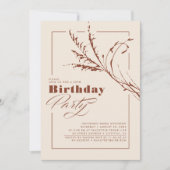 Terracotta Pampas Grass Modern Birthday Party Kaart (Voorkant)