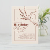 Terracotta Pampas Grass Modern Birthday Party Kaart (Staand voorkant)