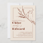 Terracotta Pampas Grass Modern Engagement Party Kaart (Voorkant)