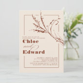 Terracotta Pampas Grass Modern Engagement Party Kaart (Staand voorkant)