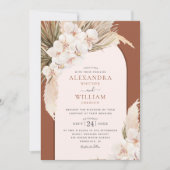 Terracotta Pampas Grass Orchids Tropical Wedding Kaart (Voorkant)