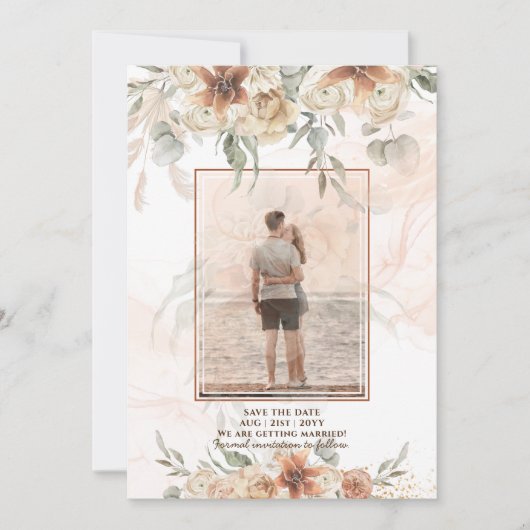 Terracotta Pampas Grass PHOTO Wedding Save Dates S Save The Date (Voorkant)