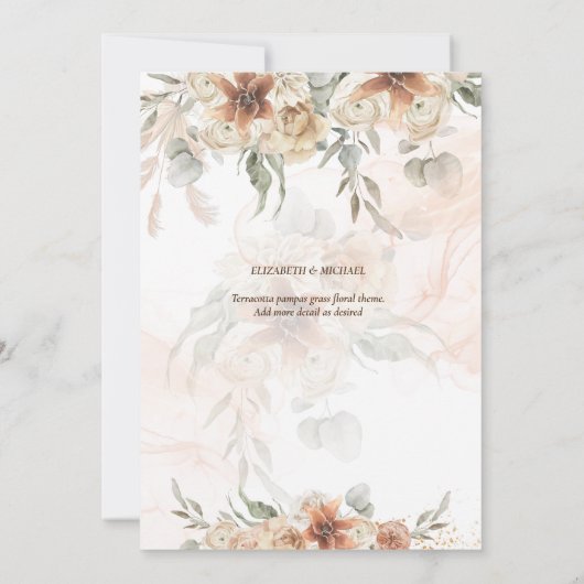 Terracotta Pampas Grass PHOTO Wedding Save Dates S Save The Date (Achterkant)