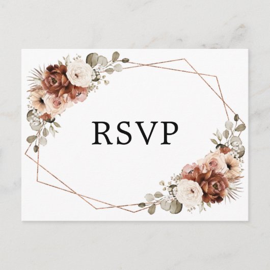 Terracotta Pampas Grass Rustic Geometric Boho RSVP Briefkaart (Voorkant)