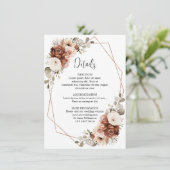 Terracotta Pampas Grass Rustic Geometric Details Informatiekaartje (Staand voorkant)