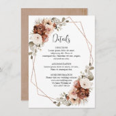 Terracotta Pampas Grass Rustic Geometric Details Informatiekaartje (Voorkant / Achterkant)