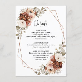 Terracotta Pampas Grass Rustic Geometric Details Informatiekaartje