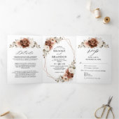 Terracotta Pampas Grass Rustic Geometric Wedding Drieluik Programma (Binnen)