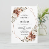 Terracotta Pampas Grass Rustic Geometric Wedding I Kaart (Staand voorkant)