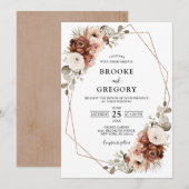 Terracotta Pampas Grass Rustic Geometric Wedding I Kaart (Voorkant / Achterkant)