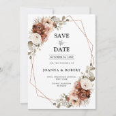 Terracotta Pampas Grass Rustic Geometric Wedding Save The Date (Voorkant)