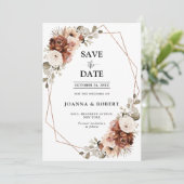 Terracotta Pampas Grass Rustic Geometric Wedding Save The Date (Staand voorkant)
