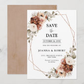 Terracotta Pampas Grass Rustic Geometric Wedding Save The Date (Voorkant / Achterkant)