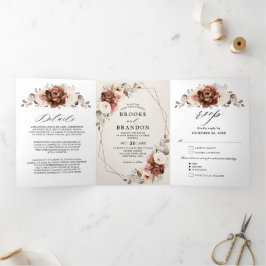 Terracotta Pampas Grass Rustic Geometric Wedding T Drieluik Programma