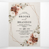 Terracotta Pampas Grass Rustic Geometric Wedding T Drieluik Programma (Binnenkant midden)
