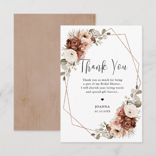 Terracotta Pampas Grass Rustiek Vrijgezellenfeest Bedankkaart (Voorkant / Achterkant)