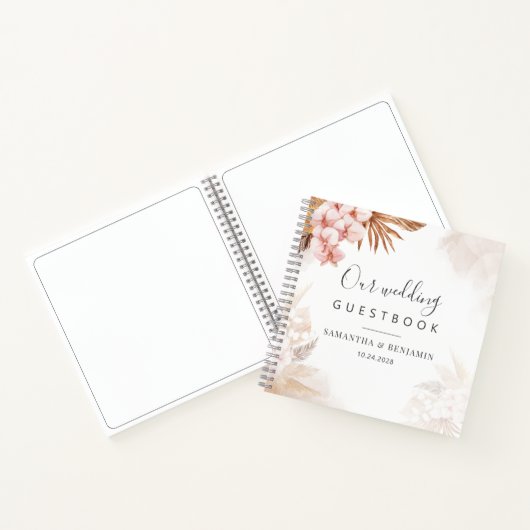 Terracotta Pampas Grass Script Weddenschap Notitieboek (Binnen)