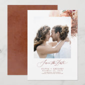 Terracotta Pampas Grass sparen de Datum Foto Save The Date (Voorkant / Achterkant)