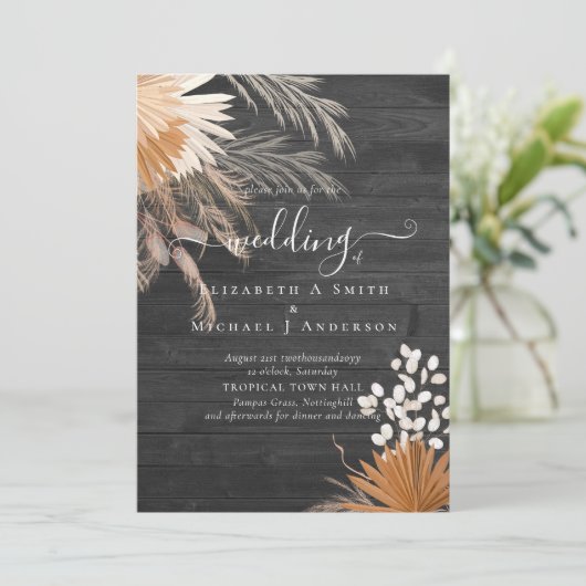 Terracotta Pampas Grass Tropical Wedding (Staand voorkant)