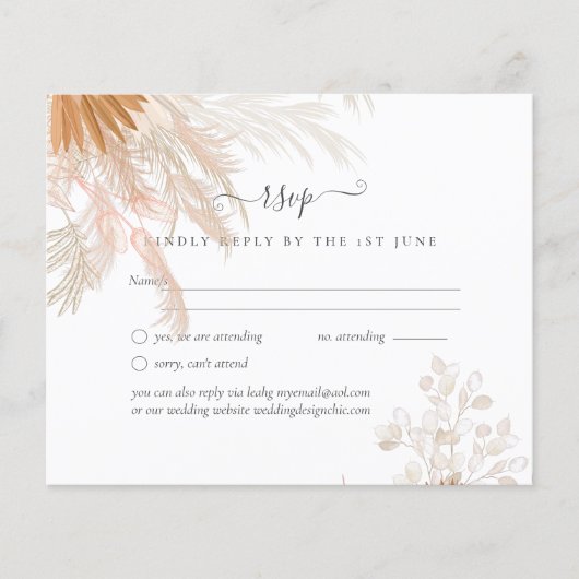 Terracotta Pampas Grass Tropical Wedding (Voorkant)