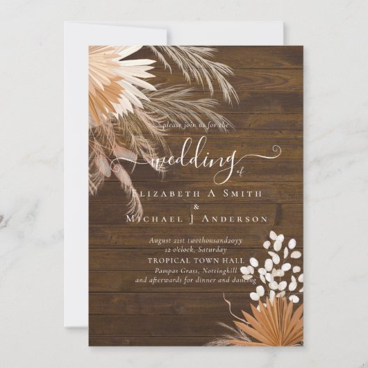 Terracotta Pampas Grass Tropical Wedding (Voorkant)