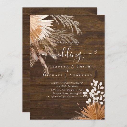 Terracotta Pampas Grass Tropical Wedding (Voorkant / Achterkant)