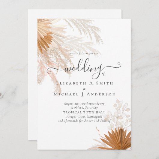 Terracotta Pampas Grass Tropical Wedding (Voorkant / Achterkant)