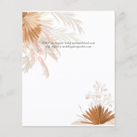 Terracotta Pampas Grass Tropical Wedding Flyer (Achterkant)