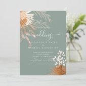 Terracotta Pampas Grass Tropical Wedding Kaart (Staand voorkant)
