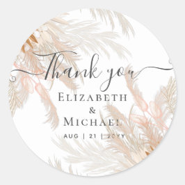 Terracotta Pampas Grass Tropical Wedding Ronde Sticker