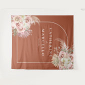 Terracotta Pampas Grass Wedding Foto Wandkleed (Voorkant (horizontaal))