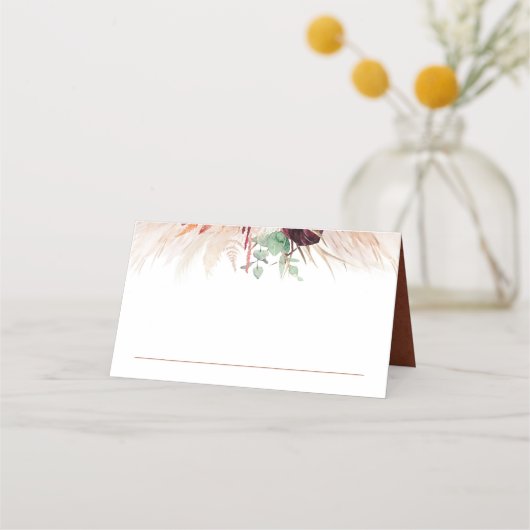 Terracotta Pampas Grass Wedding Place Card Plaatskaartje (Voorkant)