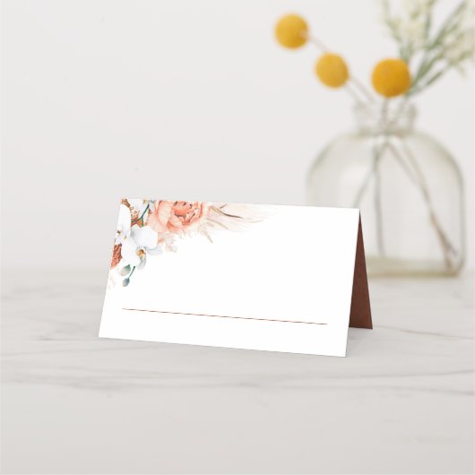 Terracotta Pampas Grass Wedding Place Card Plaatskaartje (Voorkant)
