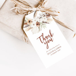 terracotta pampas labels met florale bruiloft cadeaulabel