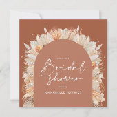 Terracotta pampas modern vrijgezellenfeest chic kaart (Voorkant)